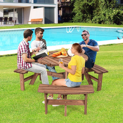 6 Person Wooden Picnic Table Set with Bench and Umbrella Hold Picnic Tables   at Gallery Canada