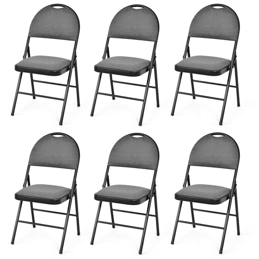 6 Pack Folding Chairs Portable Padded Office Kitchen Dining Chairs, Black Dining Chairs Black  at Gallery Canada