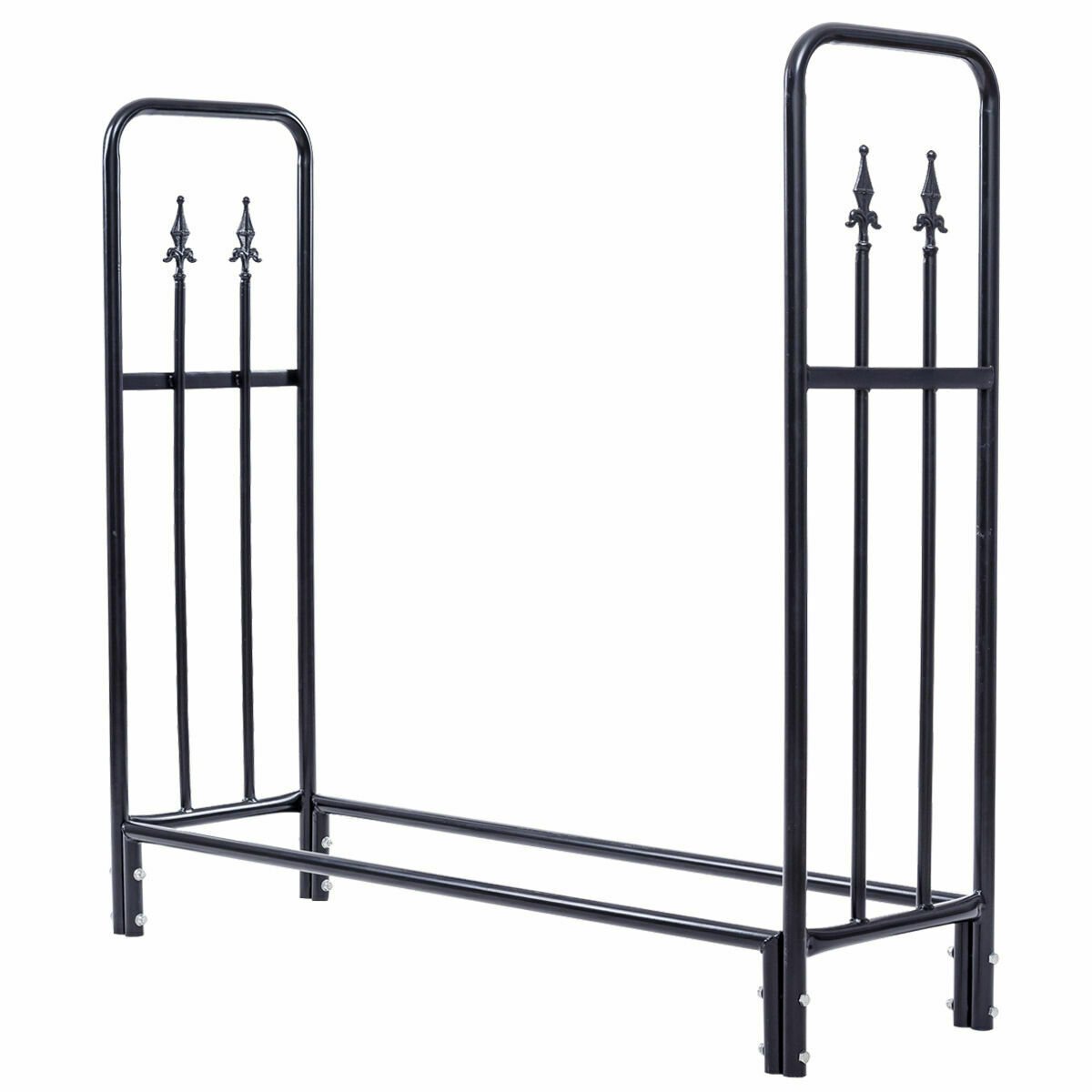 4 Feet Outdoor Heavy Duty Steel Firewood Wood Storage Rack, Black Log Storage   at Gallery Canada