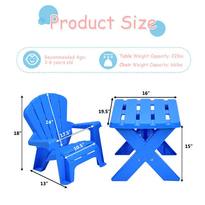 3-Piece Plastic Children Table Chair Set, Blue - Gallery Canada