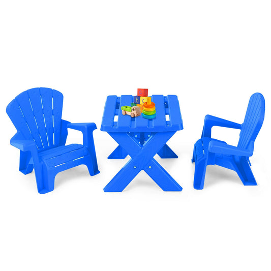 3-Piece Plastic Children Table Chair Set, Blue Kids Table & Chair Sets Blue  at Gallery Canada
