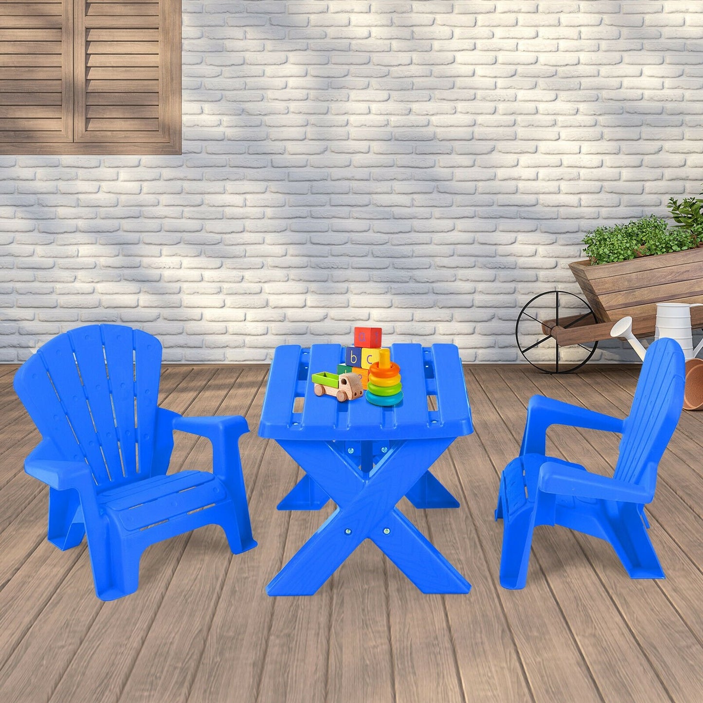 3-Piece Plastic Children Table Chair Set, Blue - Gallery Canada