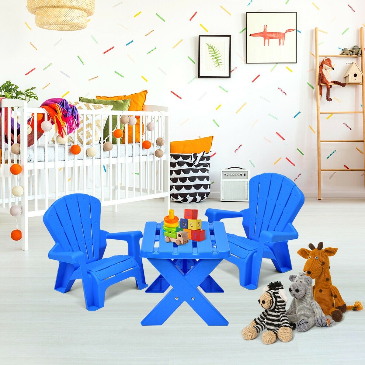 3-Piece Plastic Children Table Chair Set, Blue Kids Table & Chair Sets   at Gallery Canada