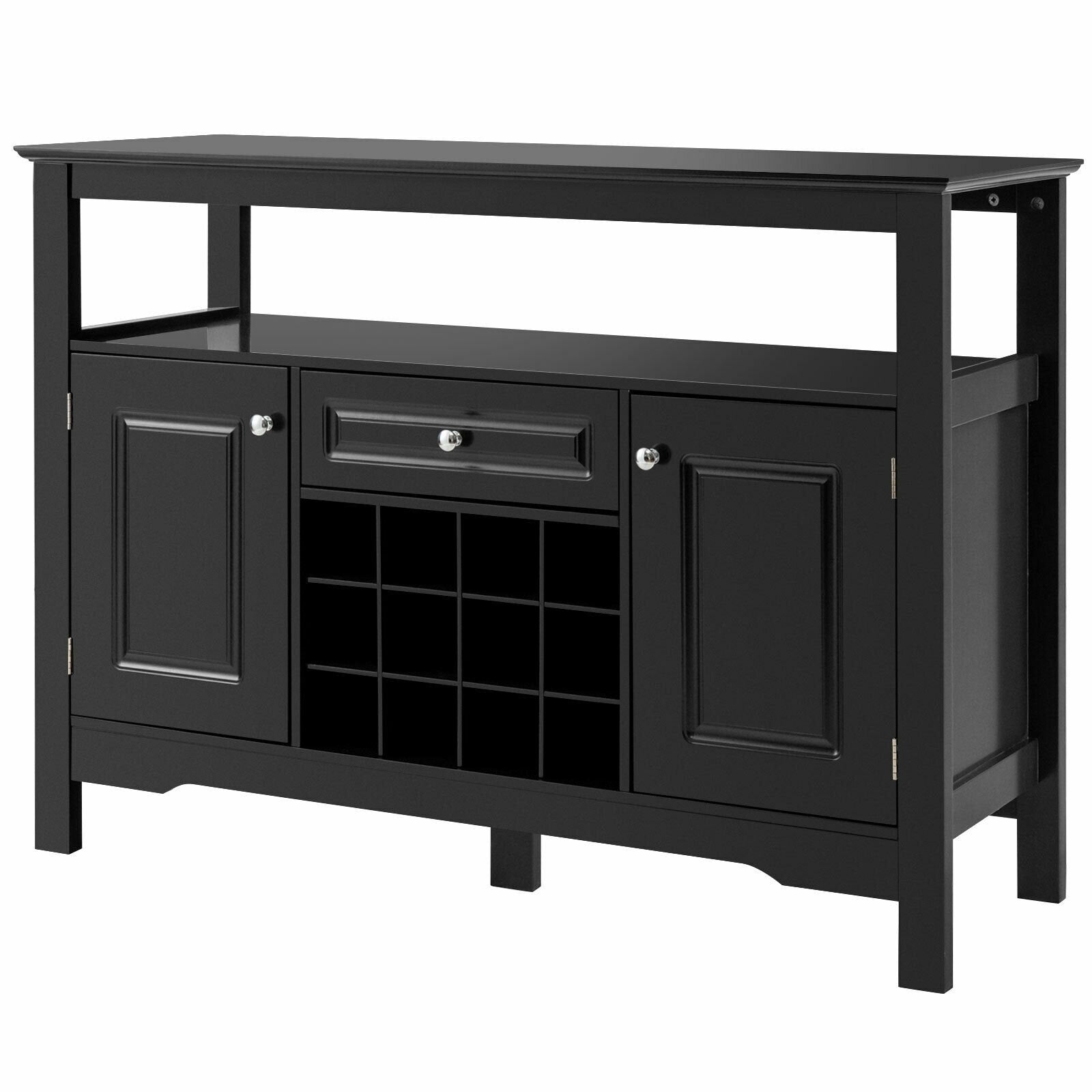 Elegant Classical Multifunctional Wooden Wine Cabinet Table, Black Sideboards Cabinets & Buffets   at Gallery Canada