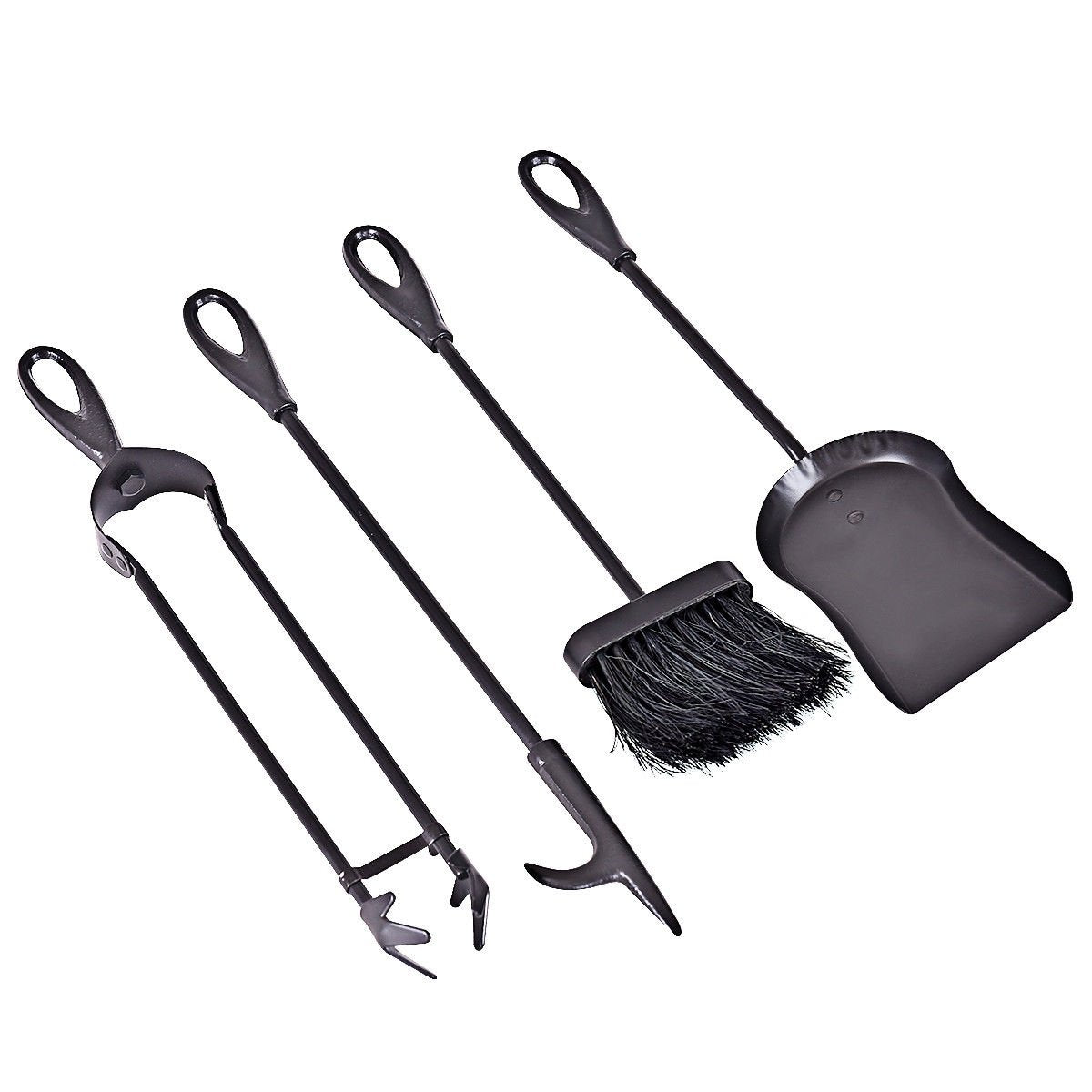 5 Pieces Rustic Heavy Duty Compact Wrought Iron Fireplace Tools Set, Black Fireplace Tools   at Gallery Canada