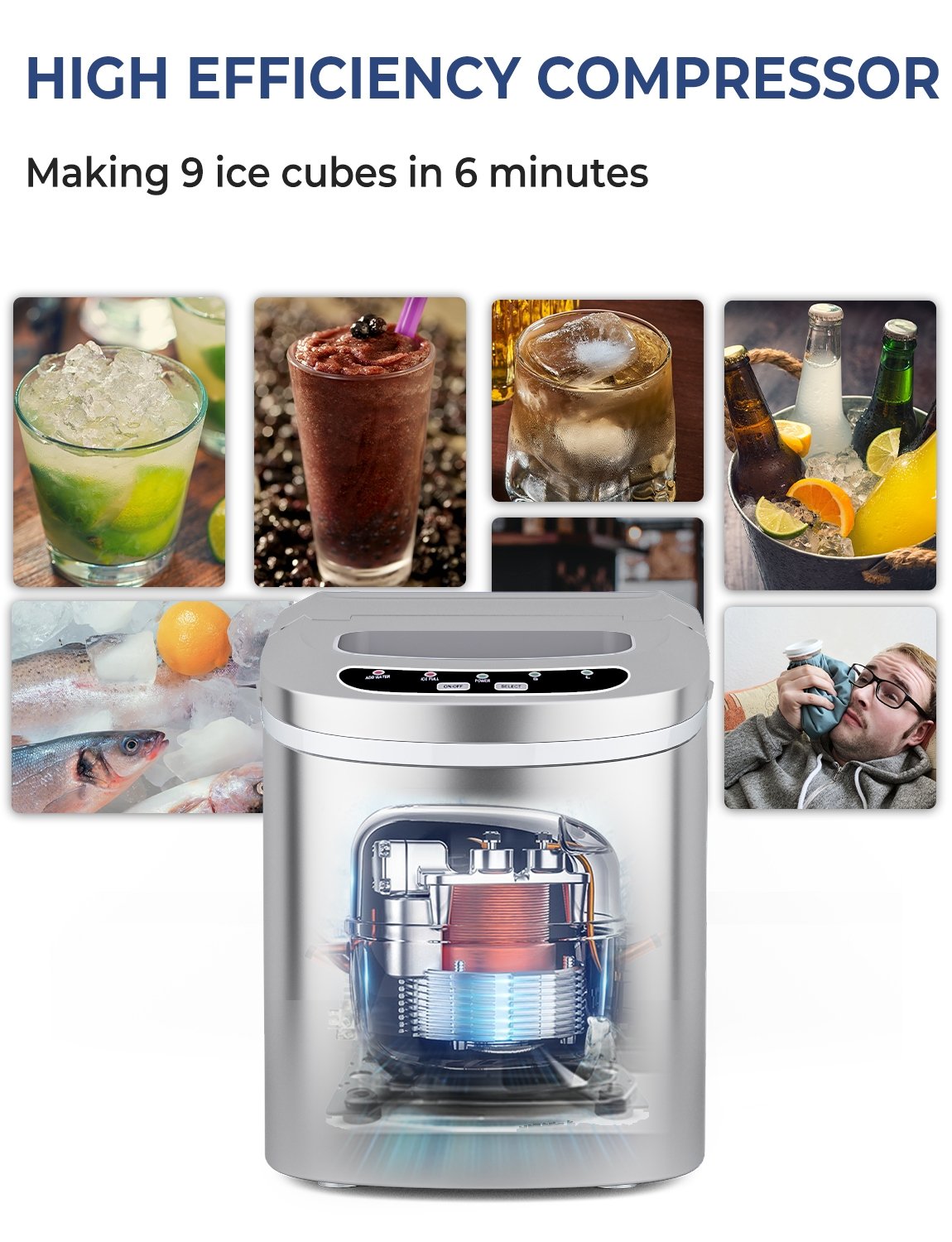 Mini Portable Compact Electric Ice Maker Machine, Silver Ice Makers   at Gallery Canada