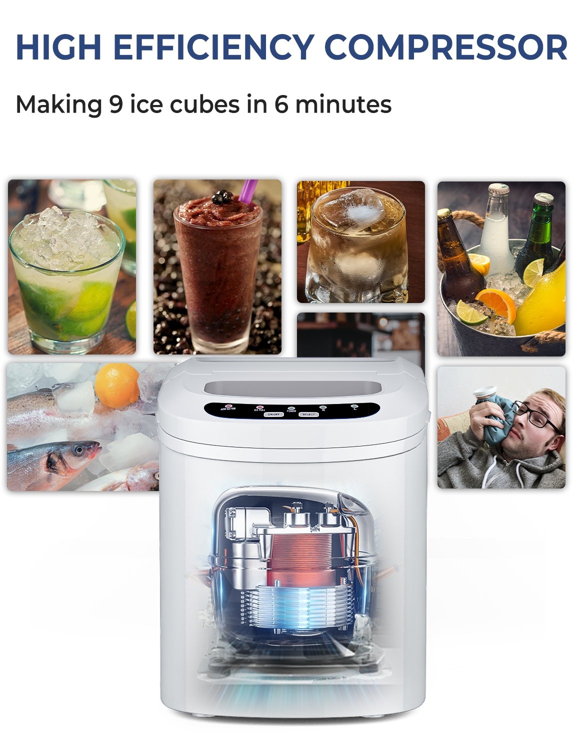 Mini Portable Compact Electric Ice Maker Machine, White Ice Makers   at Gallery Canada