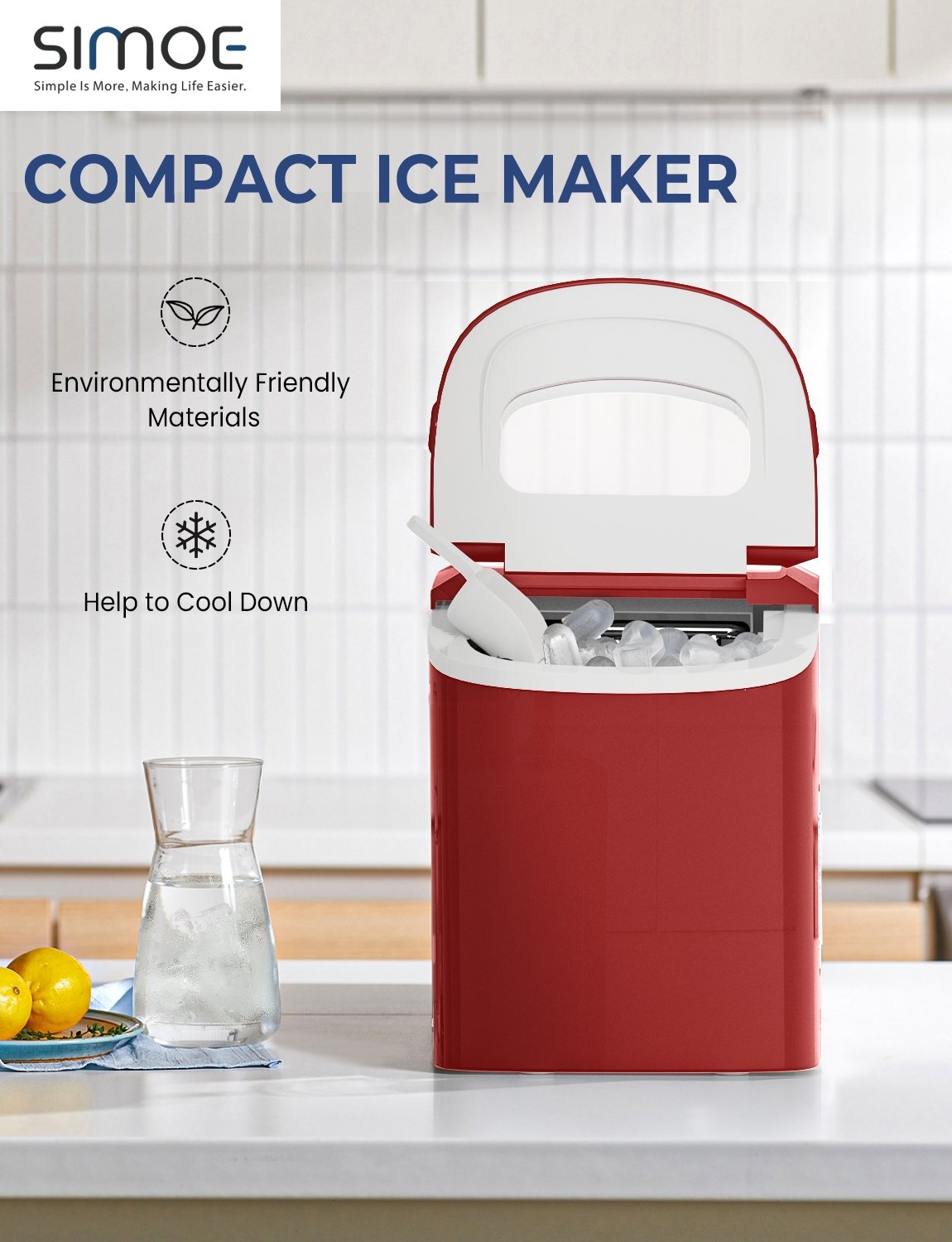 Mini Portable Compact Electric Ice Maker Machine, Red Ice Makers   at Gallery Canada