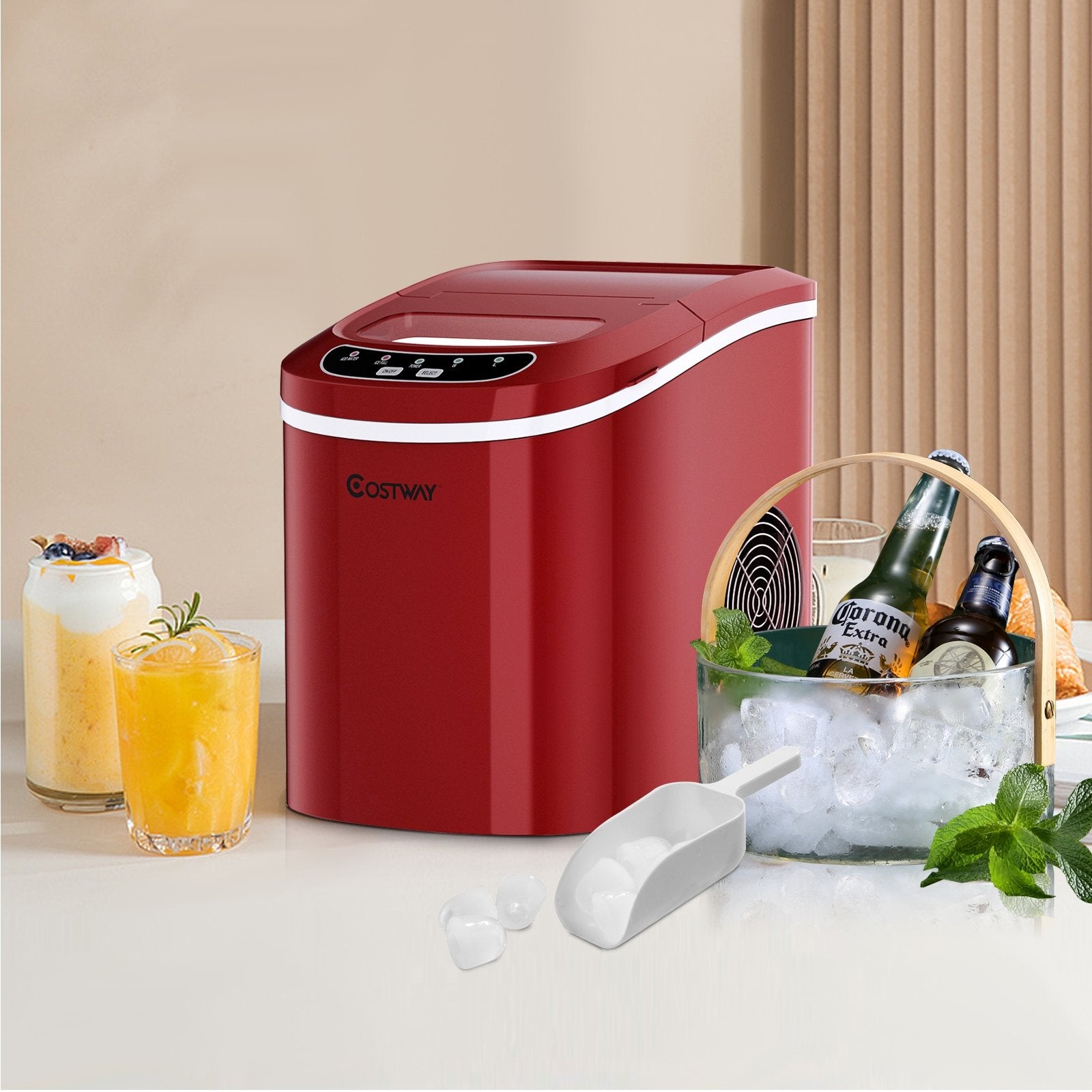 Mini Portable Compact Electric Ice Maker Machine, Red Ice Makers   at Gallery Canada