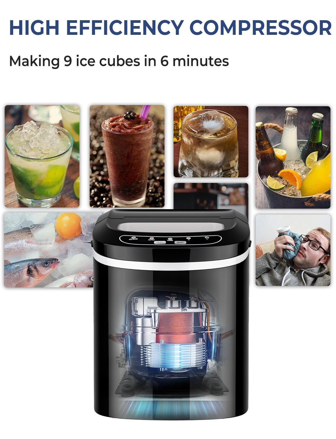 Mini Portable Compact Electric Ice Maker Machine, Black Ice Makers   at Gallery Canada