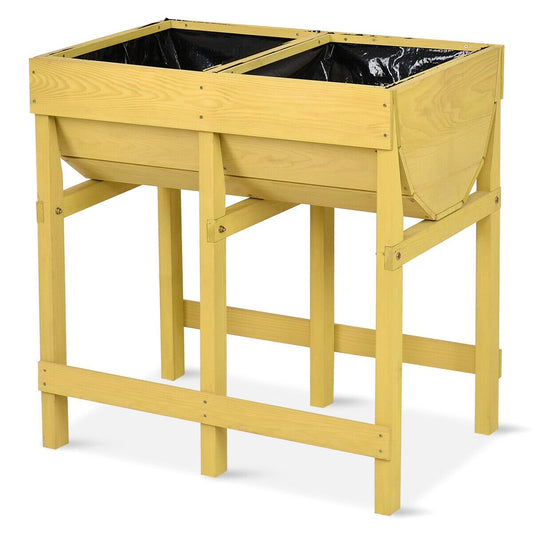 Raised Wooden V Planter Elevated Vegetable Flower Bed, Yellow - Gallery Canada