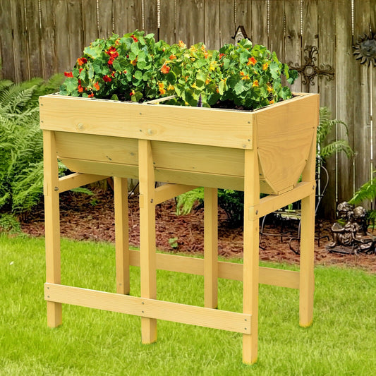Raised Wooden V Planter Elevated Vegetable Flower Bed, Yellow - Gallery Canada