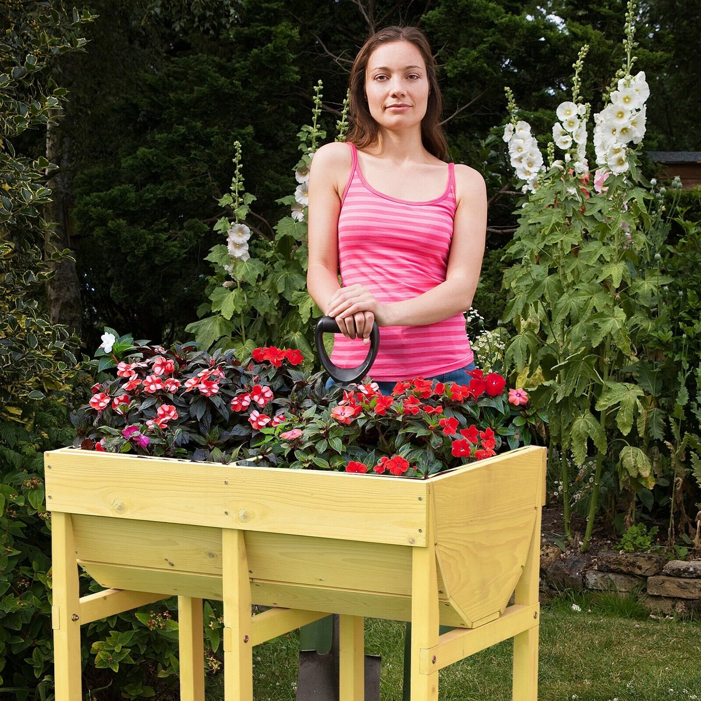 Raised Wooden V Planter Elevated Vegetable Flower Bed, Yellow Raised Garden Beds   at Gallery Canada