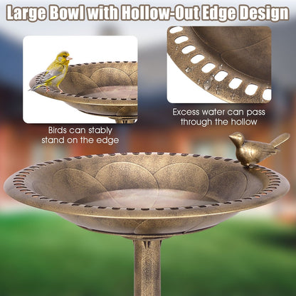 Antique Gold Freestanding Pedestal Bird Bath Feeder, Golden Bird Supplies   at Gallery Canada