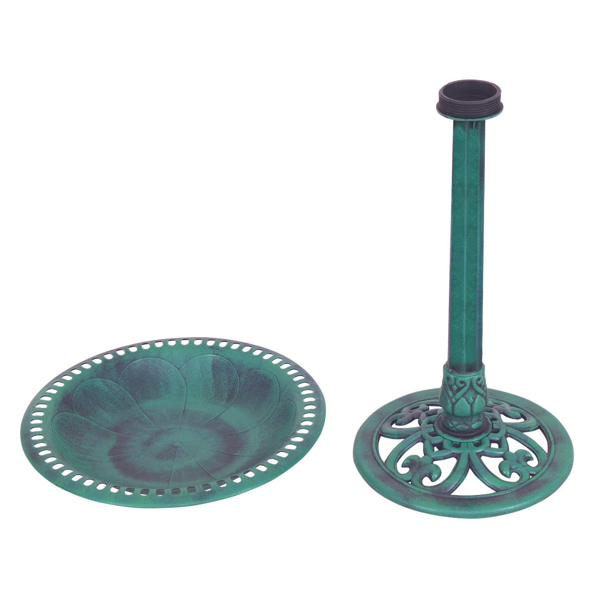 Outdoor Garden Green Pedestal Bird Bath Feeder, Green Chicken Coops   at Gallery Canada