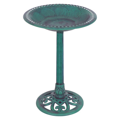 Outdoor Garden Green Pedestal Bird Bath Feeder, Green - Gallery Canada