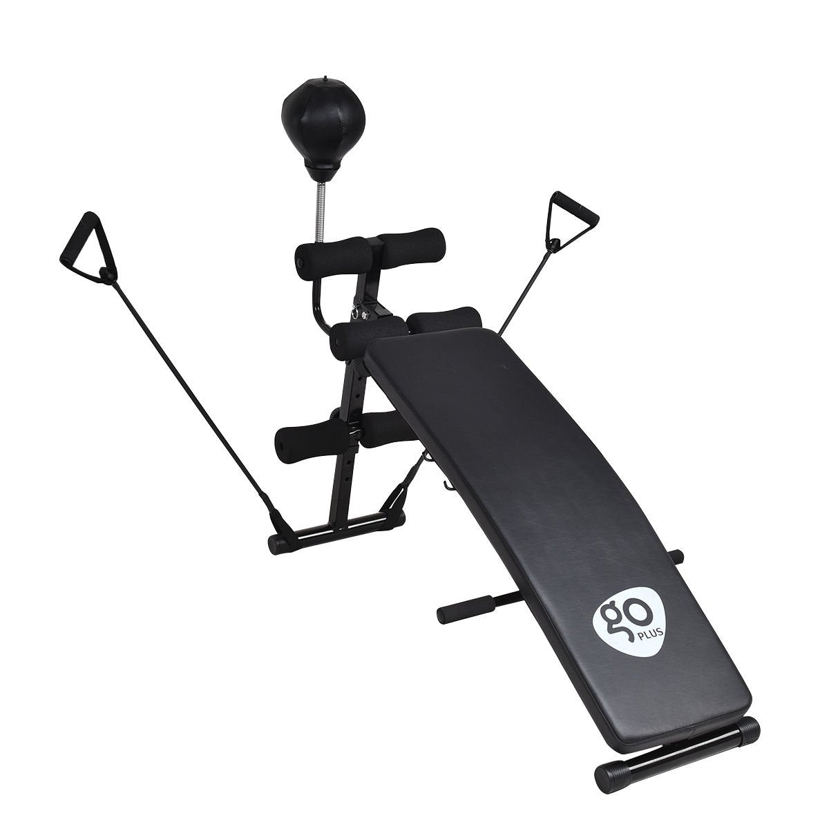 Adjustable Incline Curved Workout Fitness Sit Up Bench, Black Benches Racks & Bars   at Gallery Canada