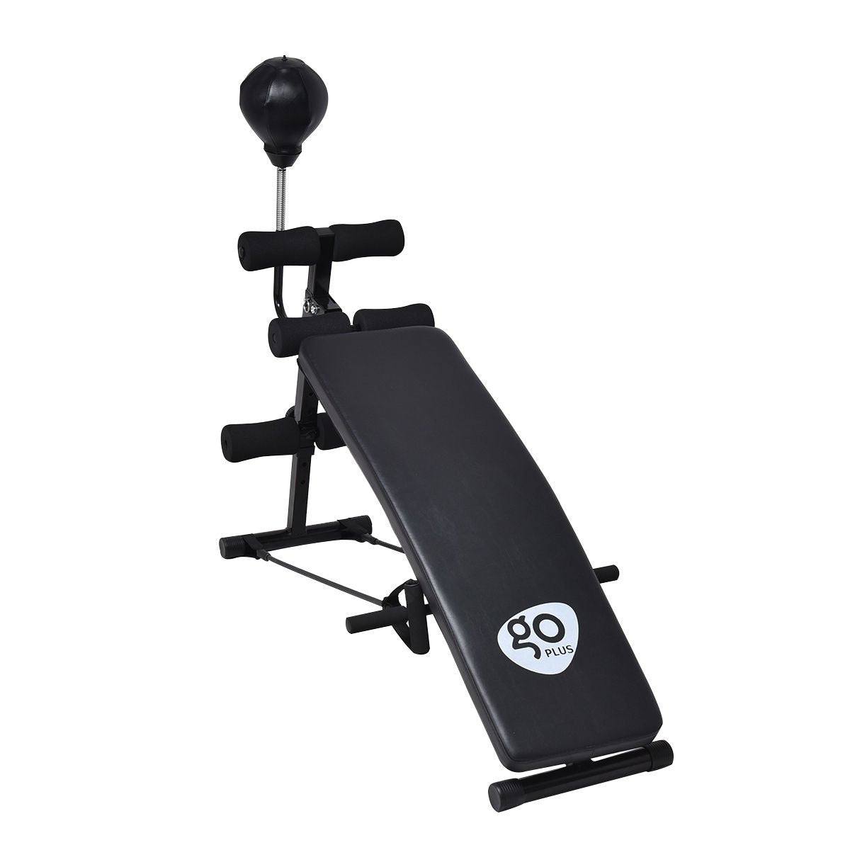 Adjustable Incline Curved Workout Fitness Sit Up Bench, Black Benches Racks & Bars   at Gallery Canada