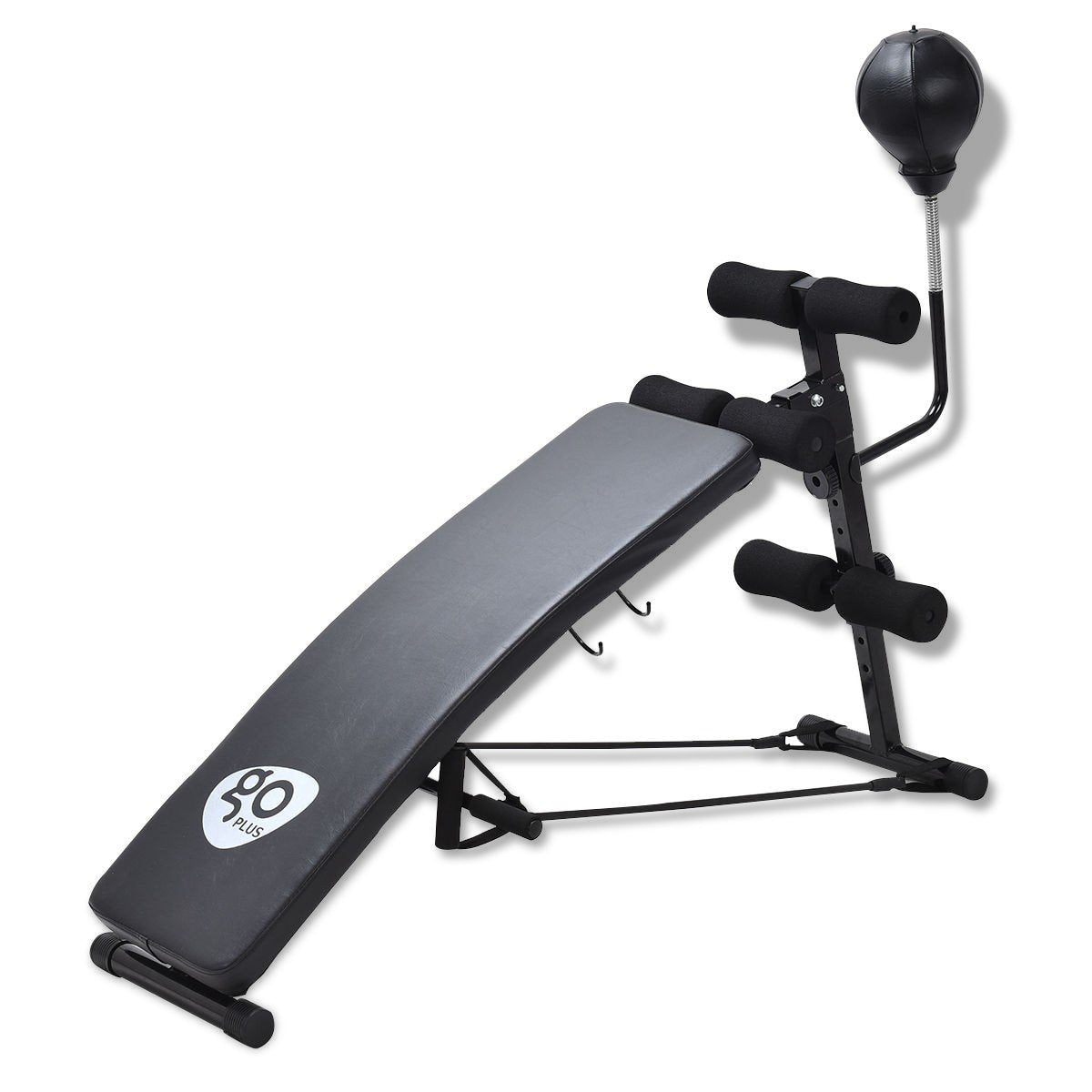 Adjustable Incline Curved Workout Fitness Sit Up Bench, Black Benches Racks & Bars   at Gallery Canada