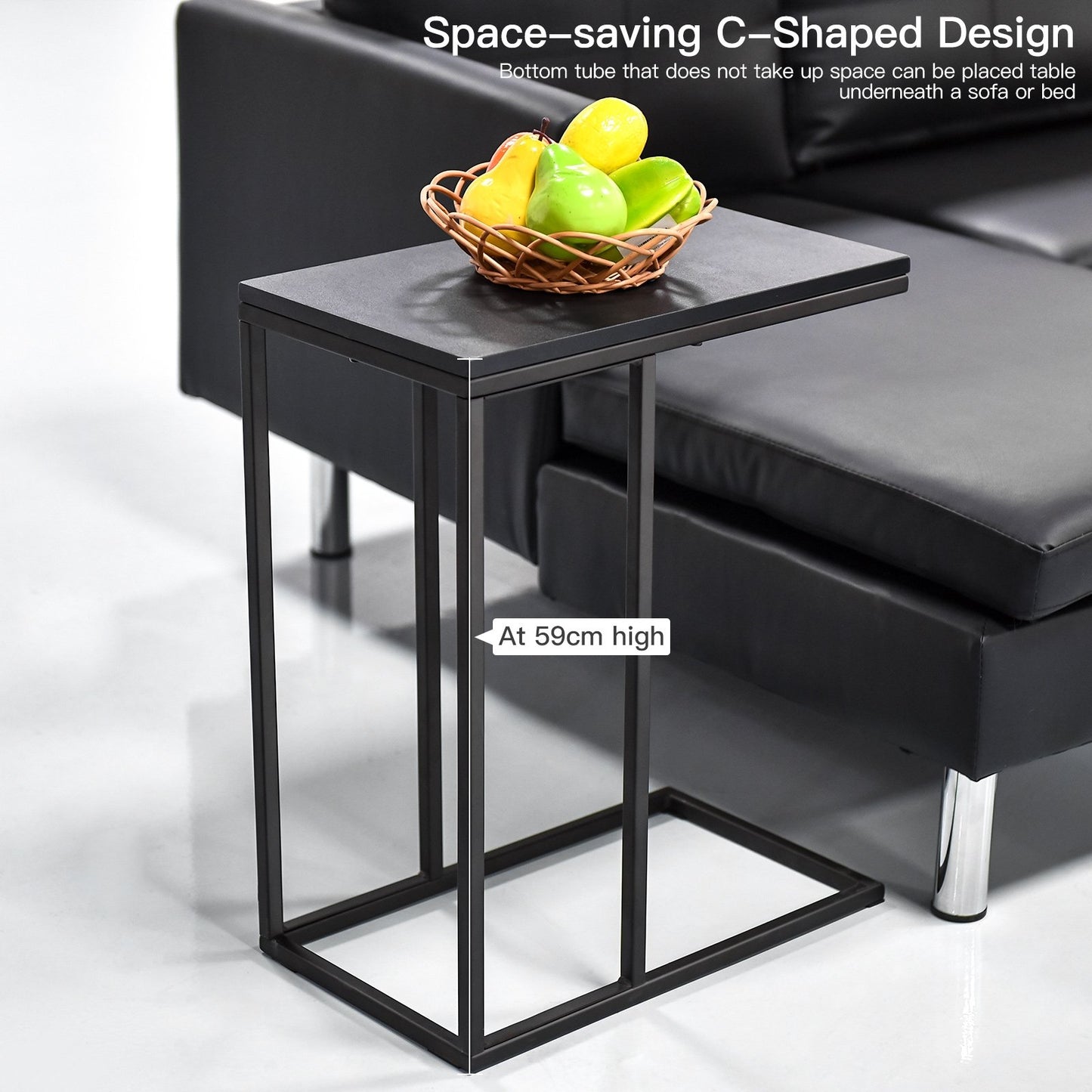 Coffee Tray Sofa Side End Table, Black - Gallery Canada