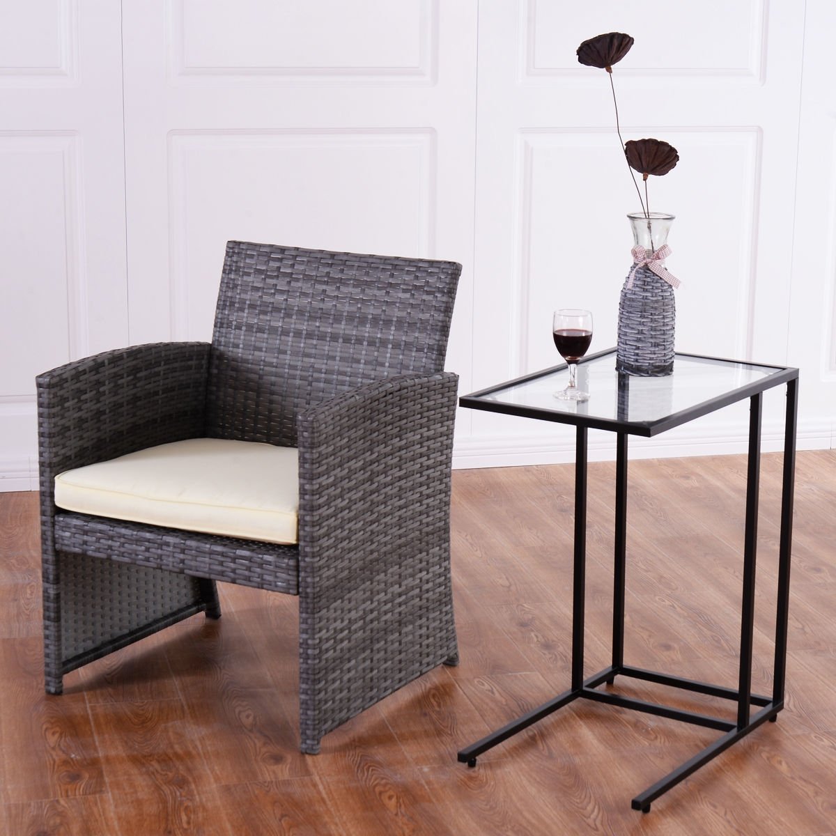 Sofa End Table Coffee Side Table with Glass Top, Black End & Side Tables   at Gallery Canada