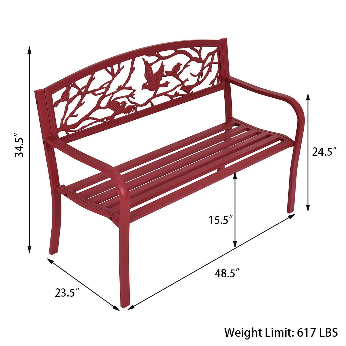 Patio Garden Bench Park Yard Outdoor Furniture, Red Outdoor Benches   at Gallery Canada