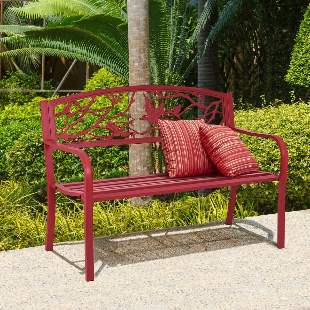 Patio Garden Bench Park Yard Outdoor Furniture, Red Outdoor Benches   at Gallery Canada