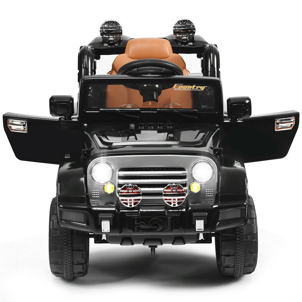 12 V Kids Ride on Truck with MP3 + LED Lights, Black - Gallery Canada