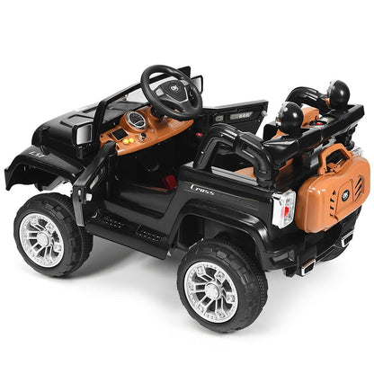 12 V Kids Ride on Truck with MP3 + LED Lights, Black - Gallery Canada