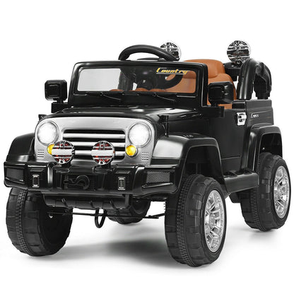 12 V Kids Ride on Truck with MP3 + LED Lights, Black - Gallery Canada