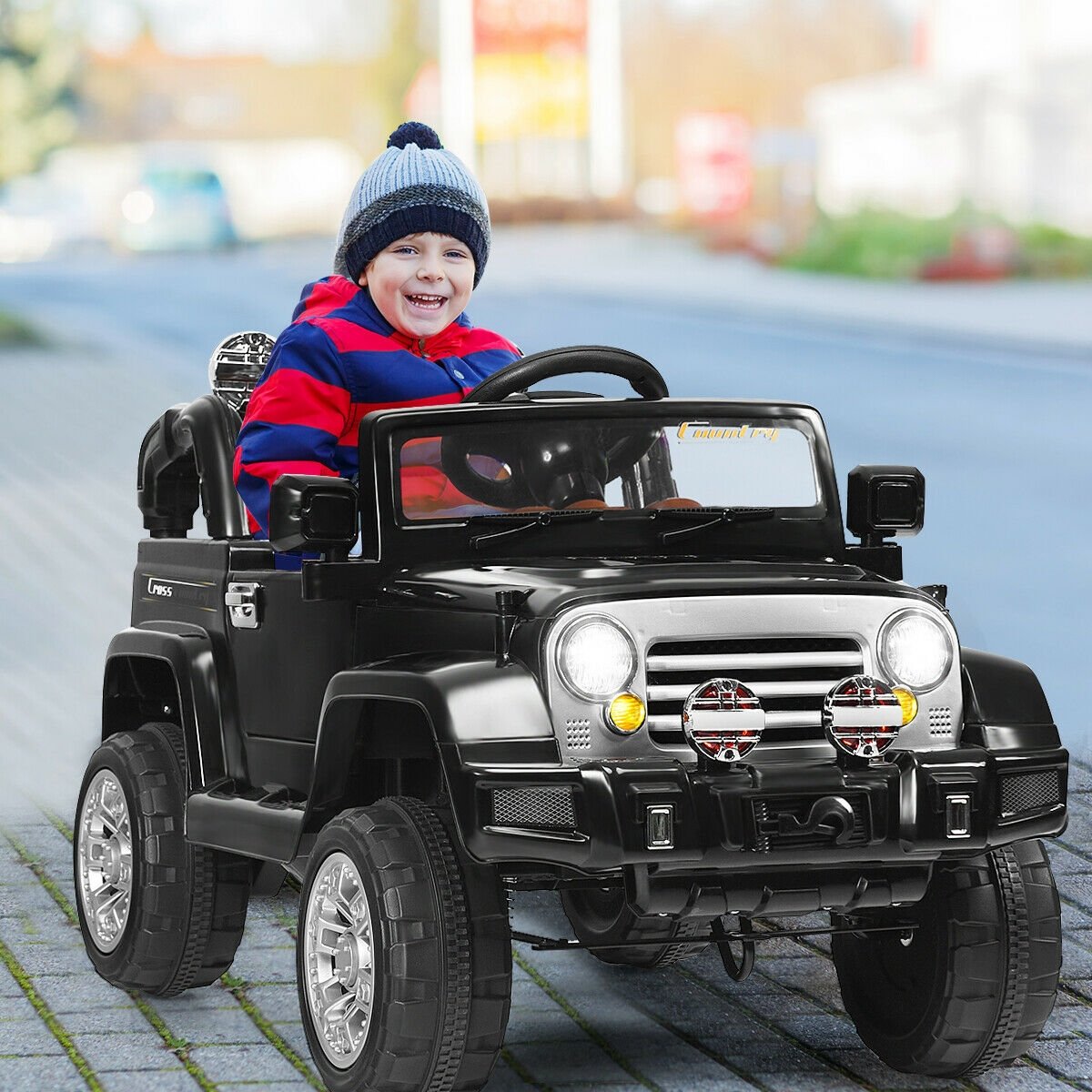 12 V Kids Ride on Truck with MP3 + LED Lights, Black Powered Ride On Toys   at Gallery Canada