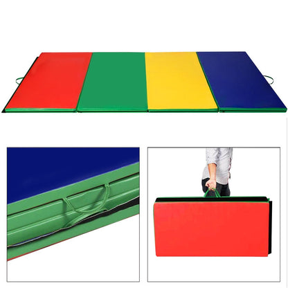 4 Feet x 10 Feet Thick Folding Panel Gymnastics Mat, Deep Multicolor - Gallery Canada