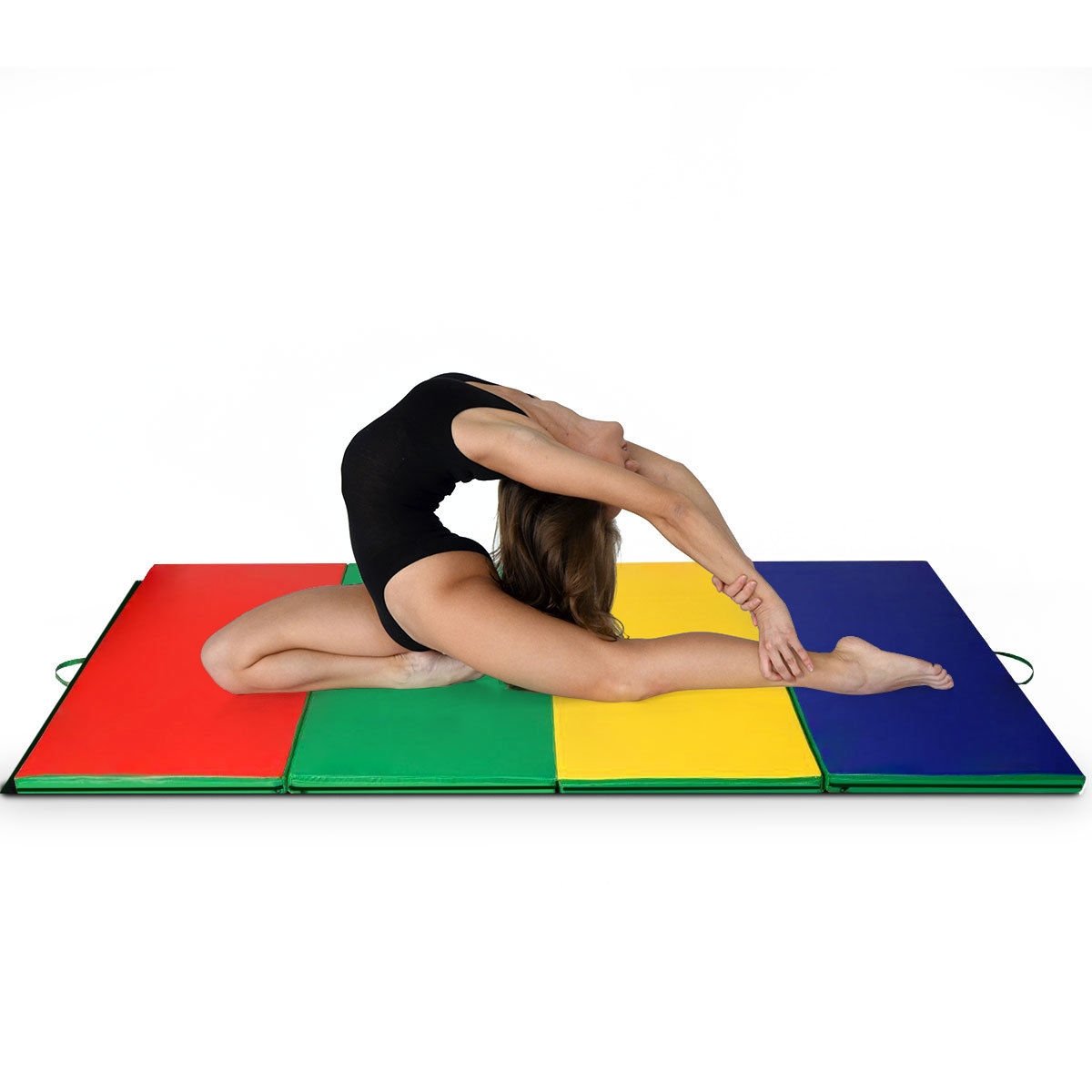4 Feet x 10 Feet Thick Folding Panel Gymnastics Mat, Deep Multicolor Yoga & Gym Mats   at Gallery Canada