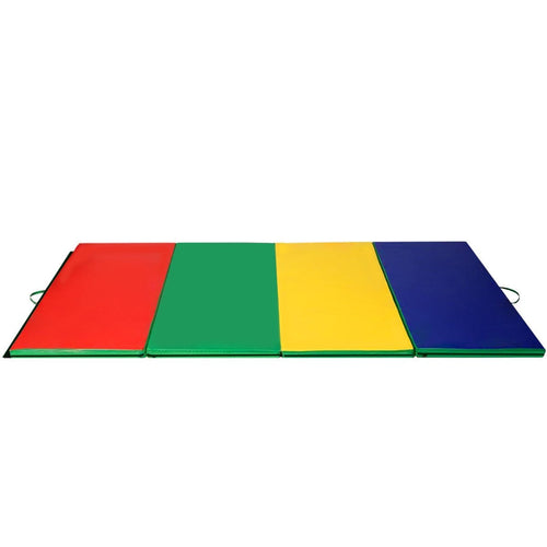 4 Feet x 10 Feet Thick Folding Panel Gymnastics Mat, Deep Multicolor