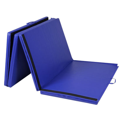 4 Feet x 10 Feet Thick Folding Panel Gymnastics Mat, Blue - Gallery Canada