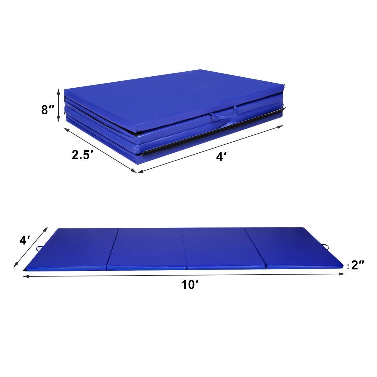 4 Feet x 10 Feet Thick Folding Panel Gymnastics Mat, Blue Yoga & Gym Mats   at Gallery Canada