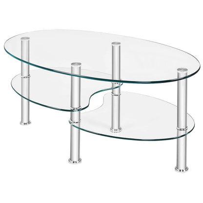 Tempered Glass Oval Side Coffee Table, Transparent Coffee Tables   at Gallery Canada