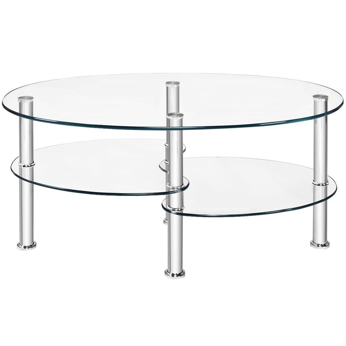 Tempered Glass Oval Side Coffee Table, Transparent Coffee Tables   at Gallery Canada