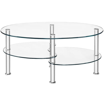 Tempered Glass Oval Side Coffee Table, Transparent Coffee Tables   at Gallery Canada