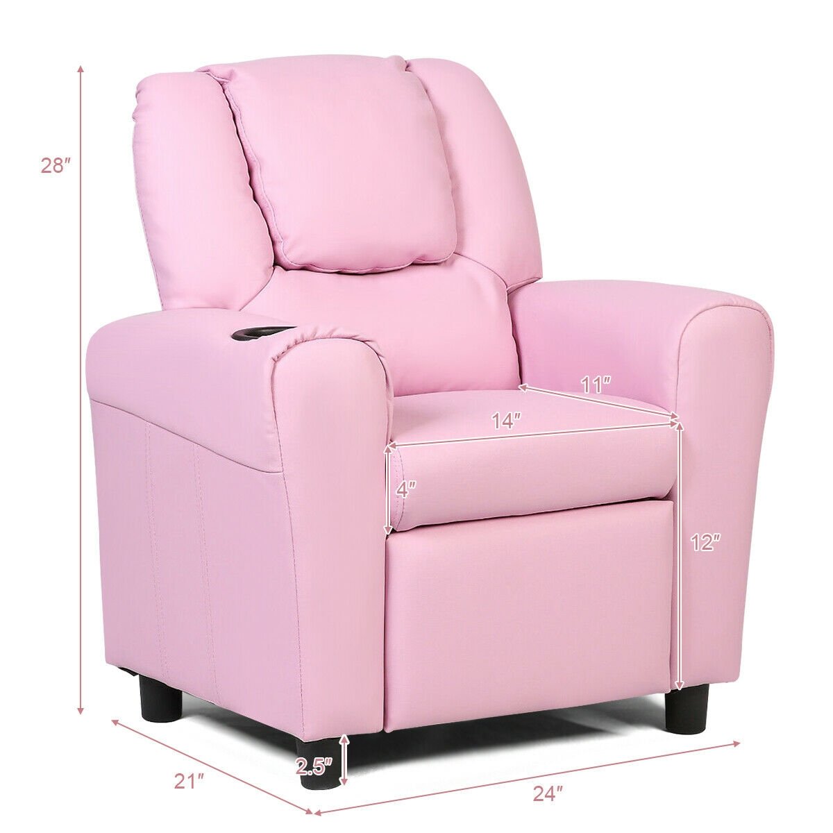 Kids Recliner Armchair Sofa, Pink Kids Chairs & Seating   at Gallery Canada