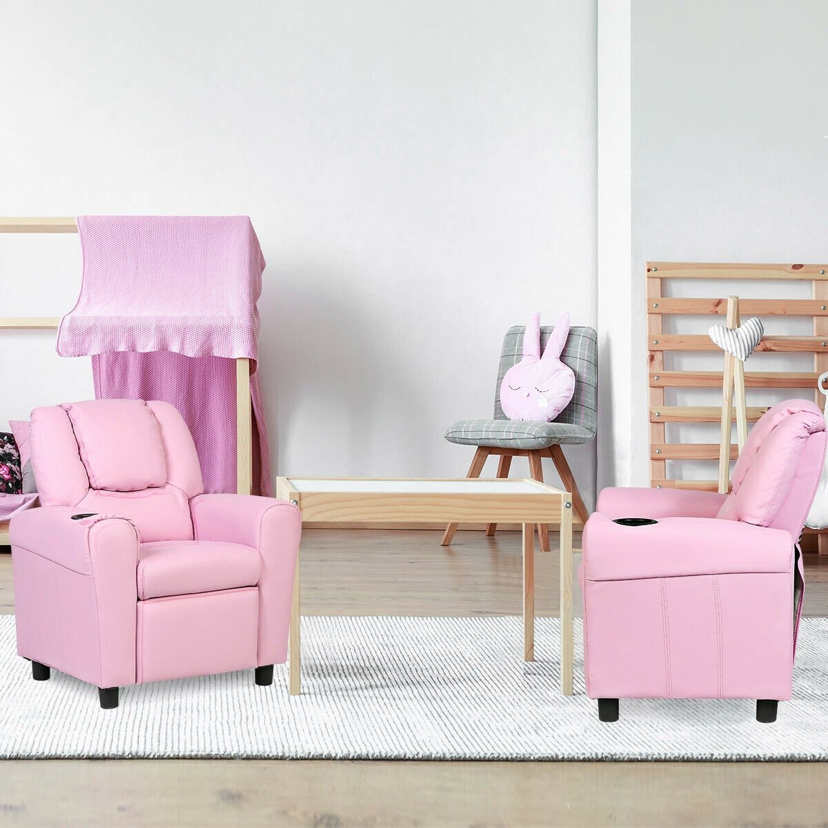 Kids Recliner Armchair Sofa, Pink Kids Chairs & Seating   at Gallery Canada