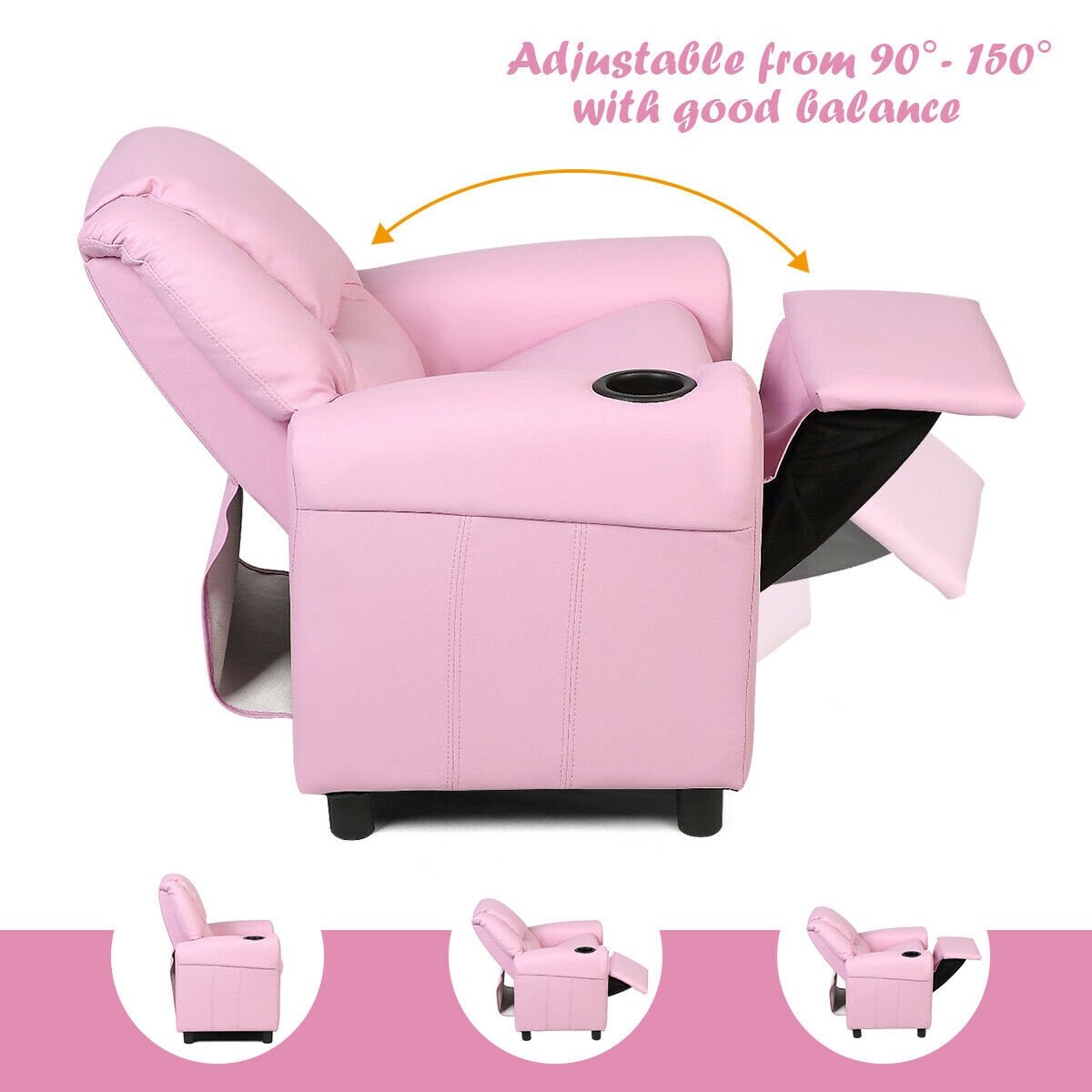 Kids Recliner Armchair Sofa, Pink Kids Chairs & Seating   at Gallery Canada