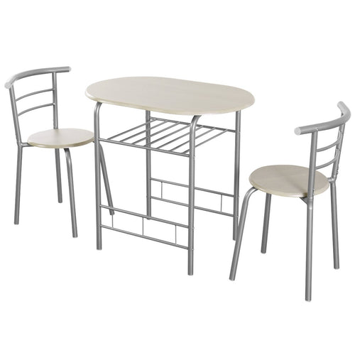 3-Piece Space-Saving Bistro Set for Kitchen and Apartment, Light Gray