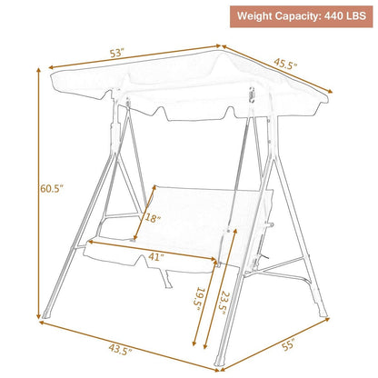 Loveseat Cushioned Patio Steel Frame Swing Glider , Black Porch Swings   at Gallery Canada