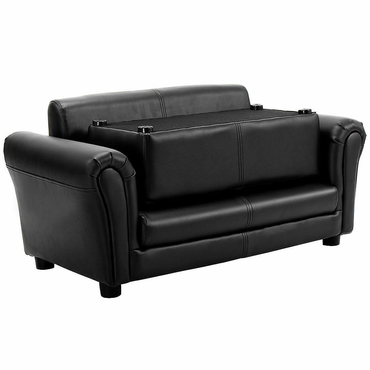 Black/White Kids Double Sofa with Ottoman, Black Kids Chairs & Seating   at Gallery Canada