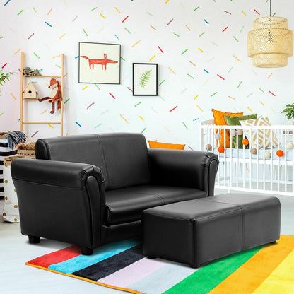 Black/White Kids Double Sofa with Ottoman, Black Kids Chairs & Seating   at Gallery Canada