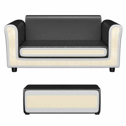 Black/White Kids Double Sofa with Ottoman, Black Kids Chairs & Seating   at Gallery Canada