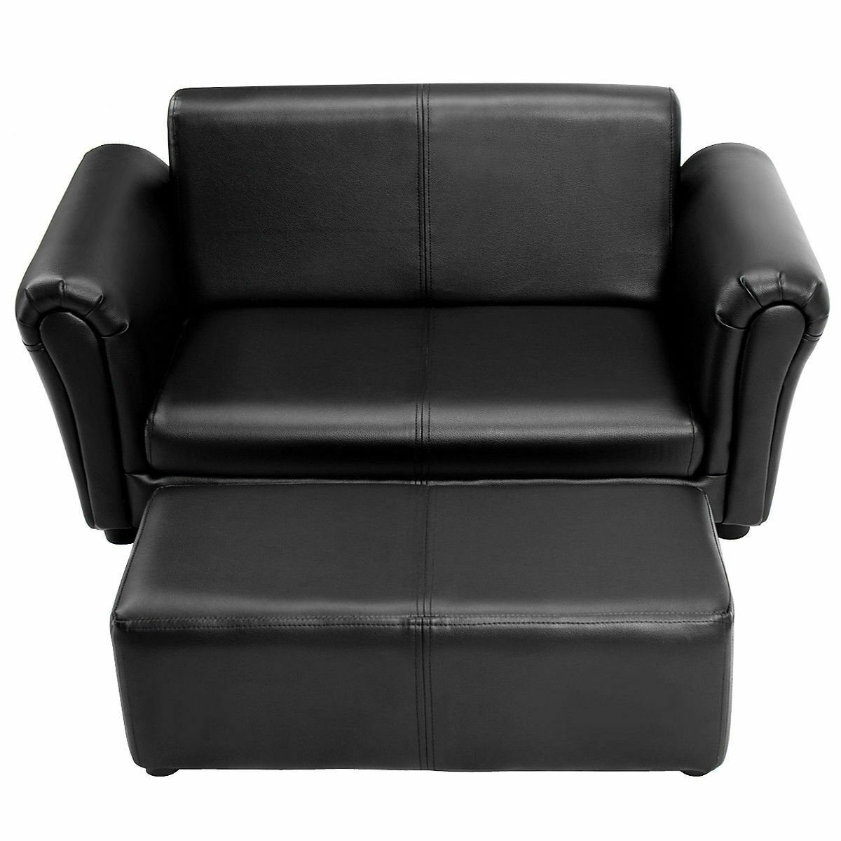 Black/White Kids Double Sofa with Ottoman, Black Kids Chairs & Seating Black  at Gallery Canada