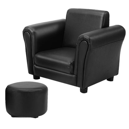 Black Kids Single Armrest Couch Sofa with Ottoman, Black Kids Chairs & Seating   at Gallery Canada