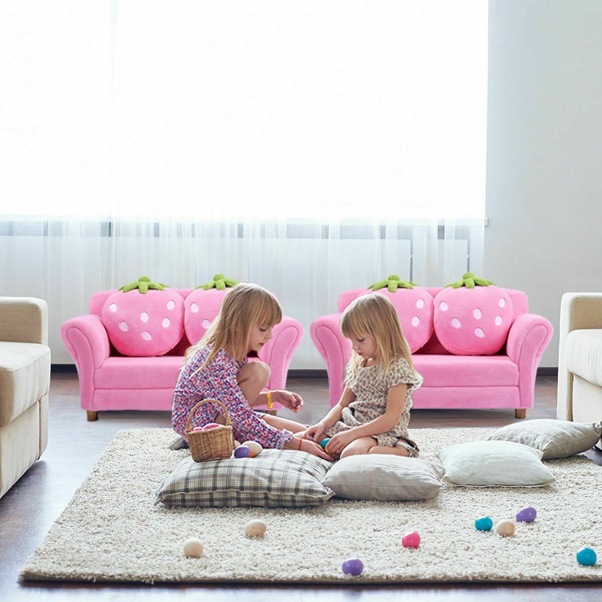 BL/PI Kids Strawberry Armrest Chair Sofa, Pink Kids Chairs & Seating   at Gallery Canada